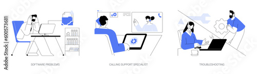 Software support line abstract concept vector illustrations.