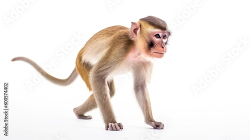 Brown monkey is walking carefully. Generative AI.