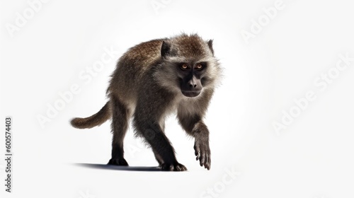 Black monkey walking towards front. Generative AI.