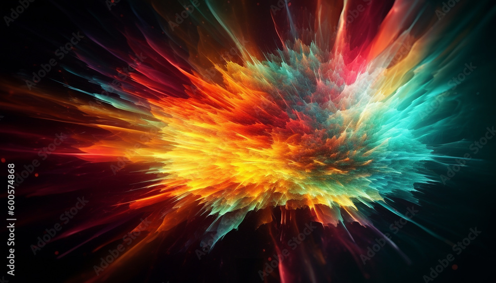 Glowing star shapes explode in vibrant chaos generated by AI Glowing star shapes explode in vibrant chaos generated by AI