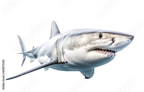 great white dangerous shark isolated against a transparent background  cut-out sea   ocean or wildlife design element  generative AI