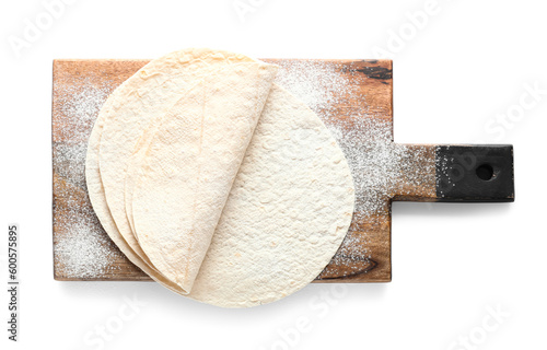 Freshly baked flour tortill...