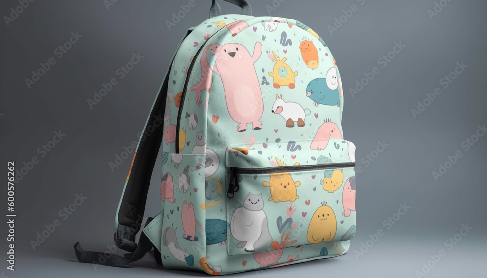 Child walking with cute dog and backpack generated by AI Child walking with cute dog and backpack generated by AI
