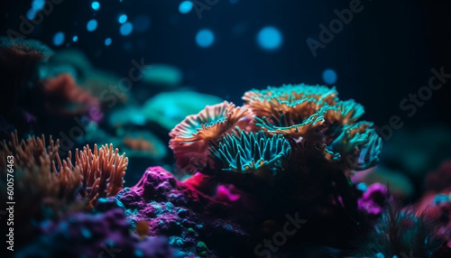 Colorful clown fish swim in tropical reef generated by AI