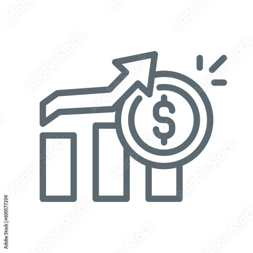 dollar price, increase revenue, earn more money concept illustration line icon design editable vector eps10