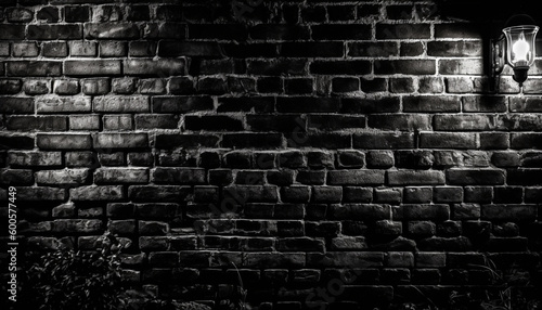 Rough brick wall, weathered and stained black generated by AI