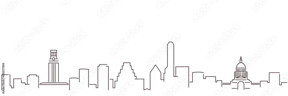 Austin Dark Line Simple Minimalist Skyline With White Background
