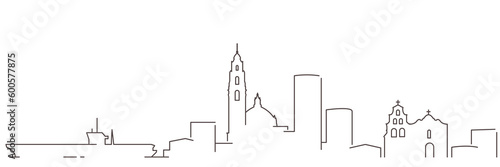 San Diego Dark Line Simple Minimalist Skyline With White Background