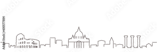 Rome Dark Line Simple Minimalist Skyline With White Background