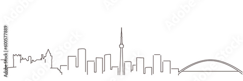 Toronto Dark Line Simple Minimalist Skyline With White Background