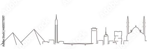Cairo Dark Line Simple Minimalist Skyline With White Background