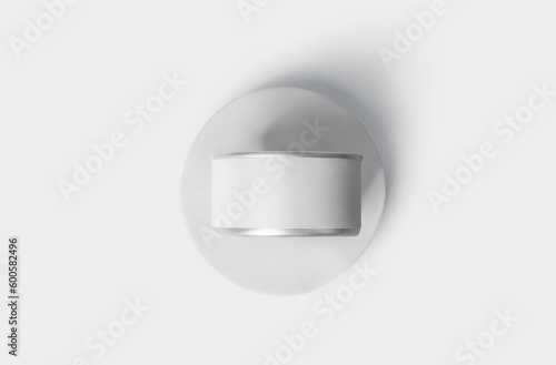 Blank white conserve can with lid mock up, 3d rendering. Empty canned jar mockup isolated. 3D illustration.