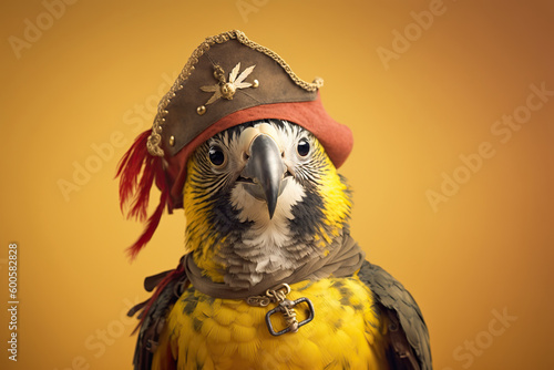 cute parrot dressed as pirate created with Generative AI technology