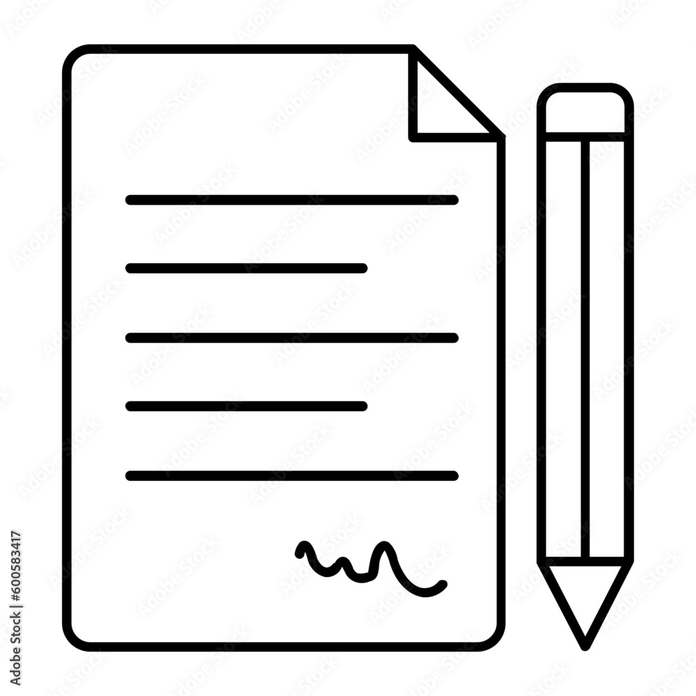 Contract Thin Line Icon Contract Thin Line Icon