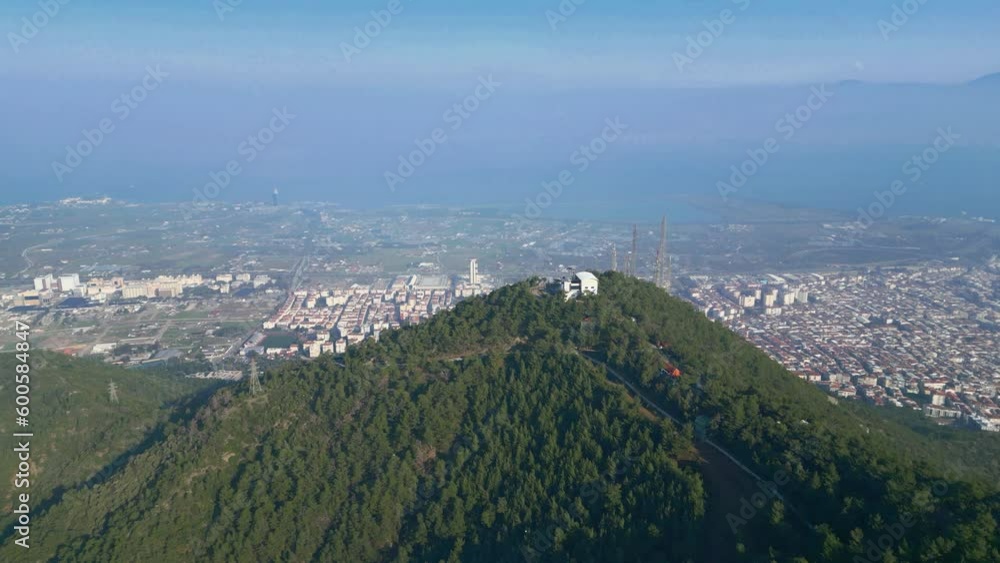 From Izmir cable car, Balcova dam. Dam and nature video 4k 30fps aerial with drone. High quality 4k footage
