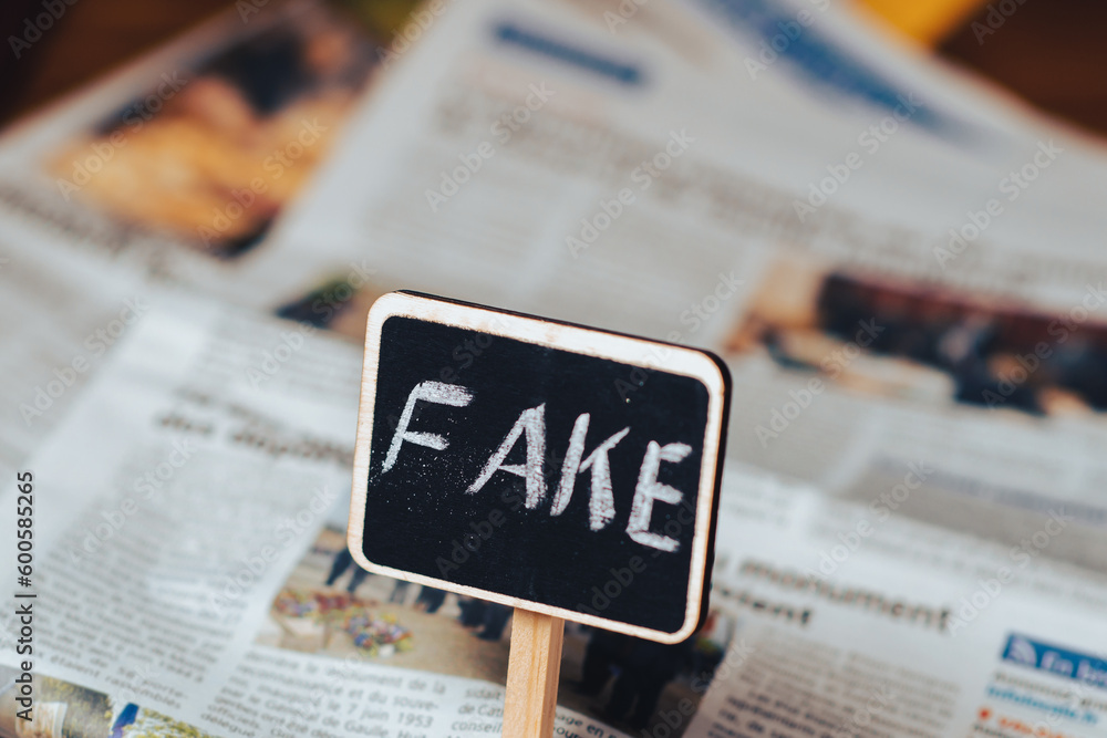 Fake news concept. Sign with the inscription fake on the background of the newspaper. Fake news concept. Sign with the inscription fake on the background of the newspaper.