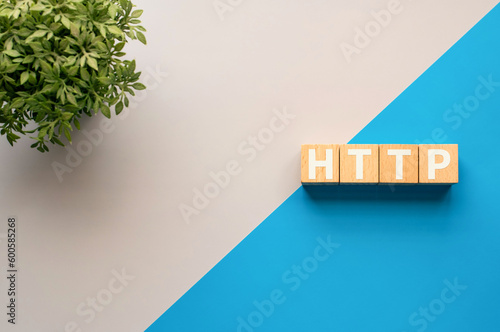 There is wood cube with the word HTTP. It is an abbreviation for Hyper Text Transfer Protocol as eye-catching image.