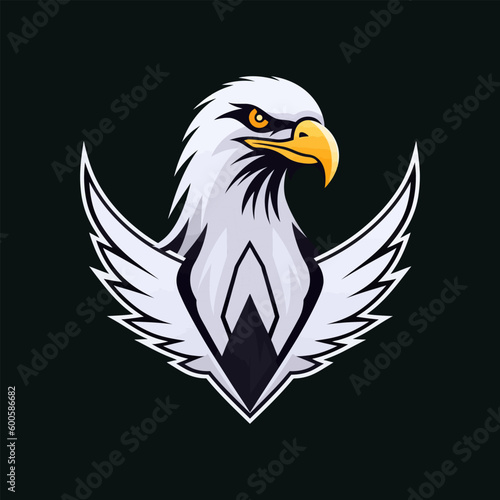 Eagle head with wings. Vector illustration of an eagle isolated on black background