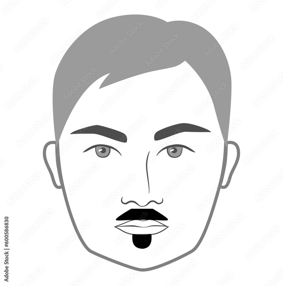 Pyramid with Soul Patch Beard style men in face illustration Facial hair mustache. Vector grey black portrait male Fashion template flat barber collection set. Stylish hairstyle isolated outline Pyramid with Soul Patch Beard style men in face illustration Facial hair mustache. Vector grey black portrait male Fashion template flat barber collection set. Stylish hairstyle isolated outline