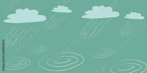Raindrops on a blue background. Rainfall. Water. Retro. Template for a website, banner, poster. Vector flat illustration.