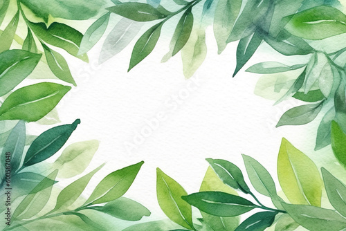 Frame of laurel leaves  watercolor  background   IA generativa