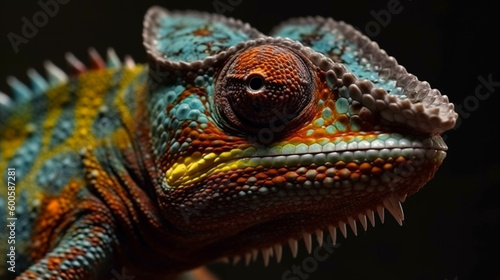 Beautiful of chameleon on branch. AI Generative