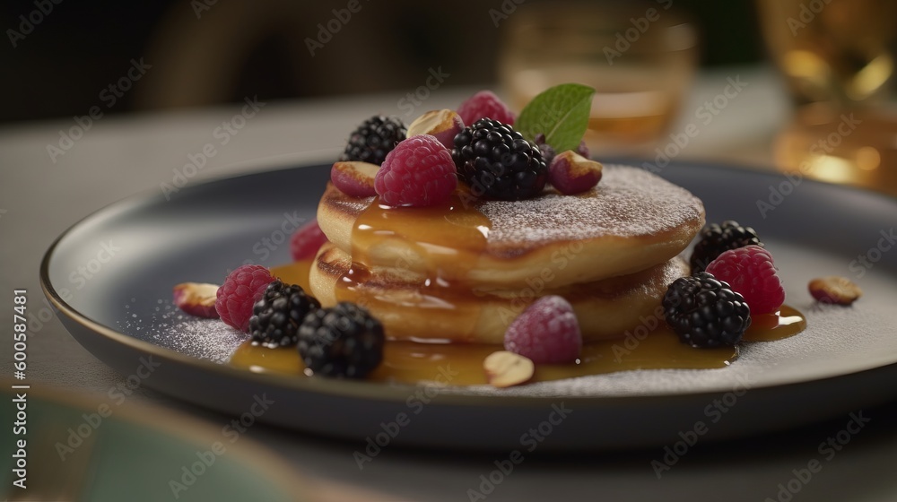 A delicious stack of pancakes. Generative AI. A delicious stack of pancakes. Generative AI.