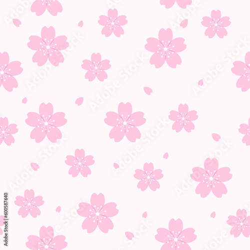 Sakura flower seamless pattern. Cherry blossom. Spring flowers. Floral spring background. Vector illustration