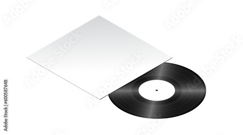 Isometric 70's 80's 90's white editable poster vinyl lp bakelite concept illustration vector. Retro music background concept illustration isolated on white. 