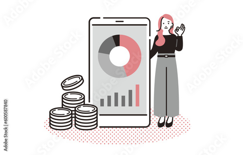 スマホで資産運用をするイメージ女性版