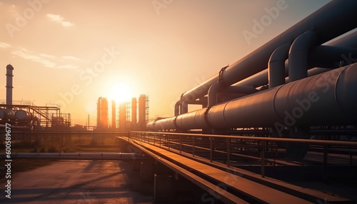 Photo Pipeline and pipe rack petroleum
