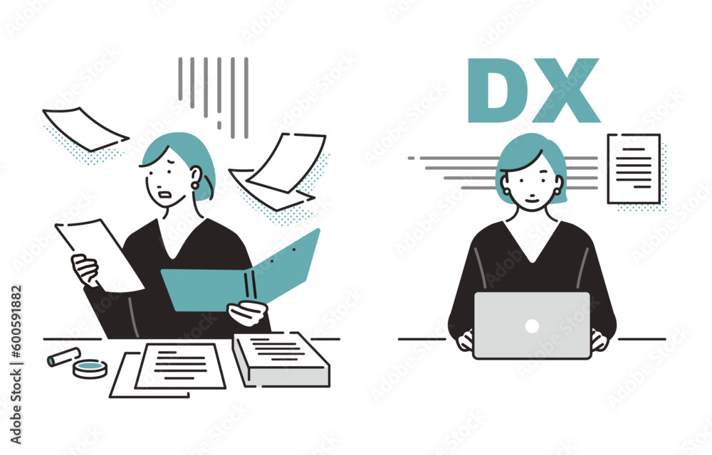 DX化で業務改善した女性イメージ DX化で業務改善した女性イメージ