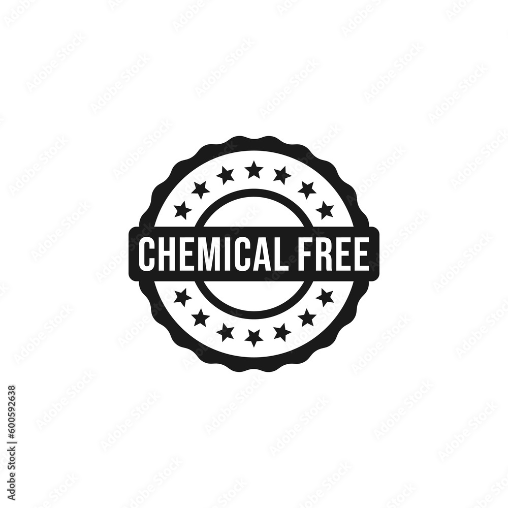 Simple Chemical Free Stamp or Chemical Free Sign Vector Isolated in Flat Style. Chemical Free stamp vector for product packaging design element. Chemical Free sign for packaging design element. Simple Chemical Free Stamp or Chemical Free Sign Vector Isolated in Flat Style. Chemical Free stamp vector for product packaging design element. Chemical Free sign for packaging design element.