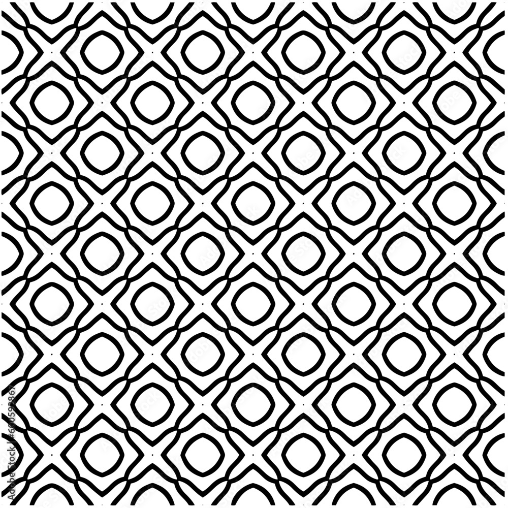 Abstract seamless monochrome pattern on white background for coloring. Design for banner, card, invitation, postcard, textile, fabric, wrapping paper, coloring book.