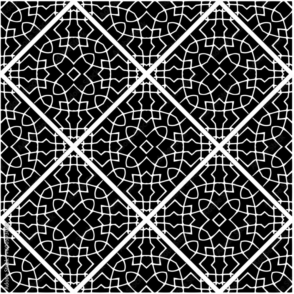 Abstract seamless monochrome pattern on white background for coloring. Design for banner, card, invitation, postcard, textile, fabric, wrapping paper, coloring book. Abstract seamless monochrome pattern on white background for coloring. Design for banner, card, invitation, postcard, textile, fabric, wrapping paper, coloring book.