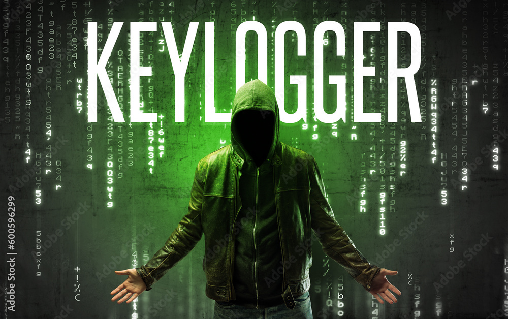 Faceless hacker with inscription concept Faceless hacker with inscription concept