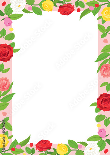 カラフルな薔薇のデザインフレーム 背景素材