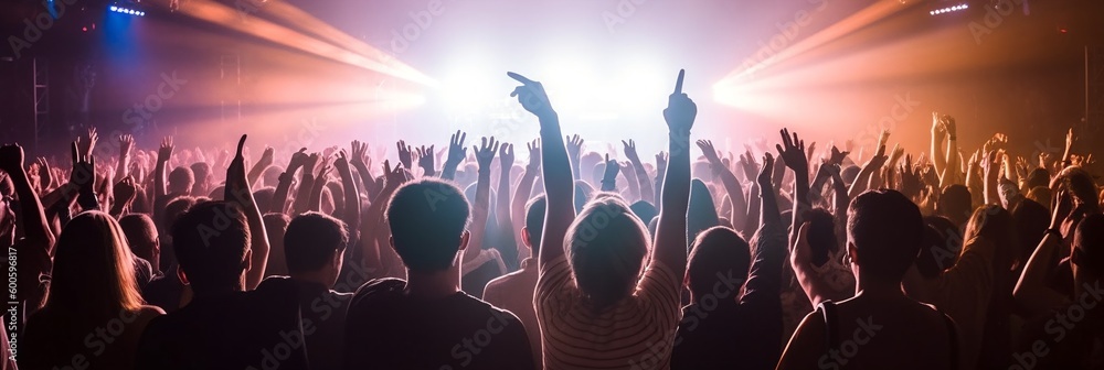 Crowd at concert, festival, generative ai, unrecognizable people at summer music festival Crowd at concert, festival, generative ai, unrecognizable people at summer music festival