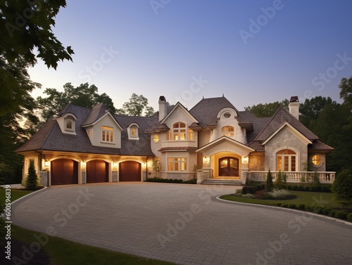 Upper class luxury home, big house generative ai, exterior of expensive real estate © inspiretta