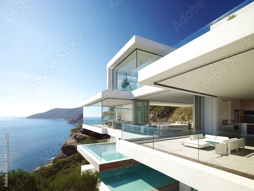Modern beach house  generative ai