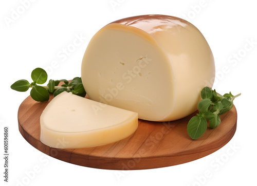 Provolone cheese in transparent background. Generative AI. photo