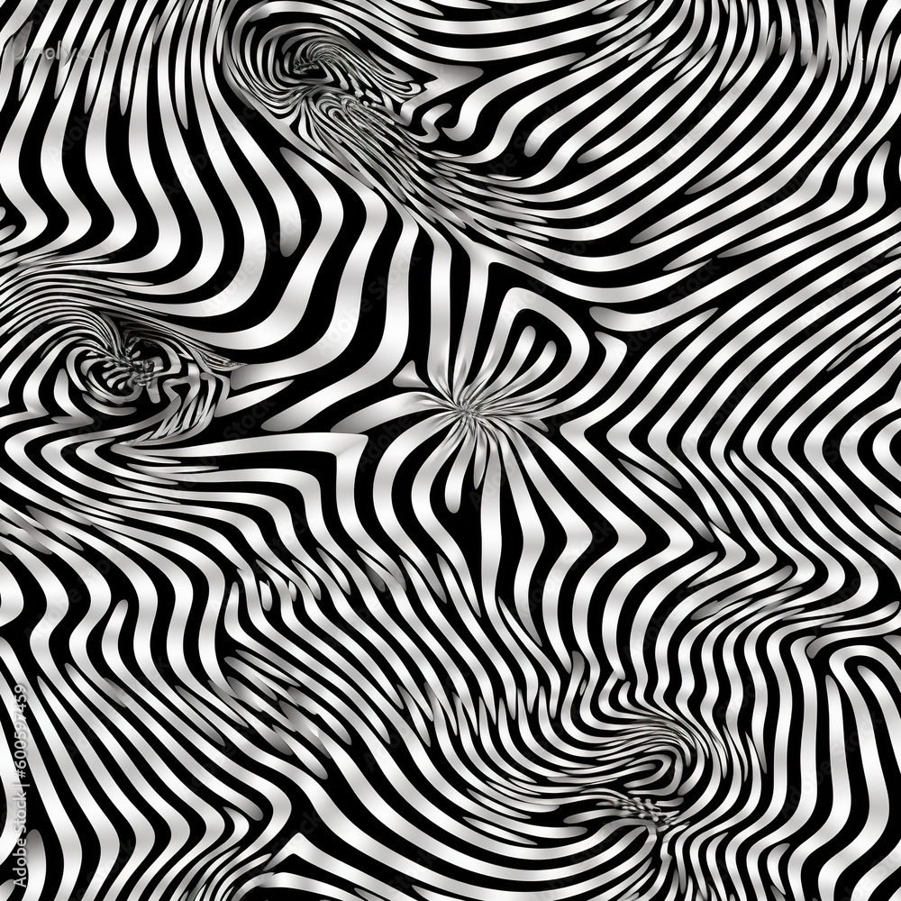 A black and white image of a zebra. Generative AI seamless background.