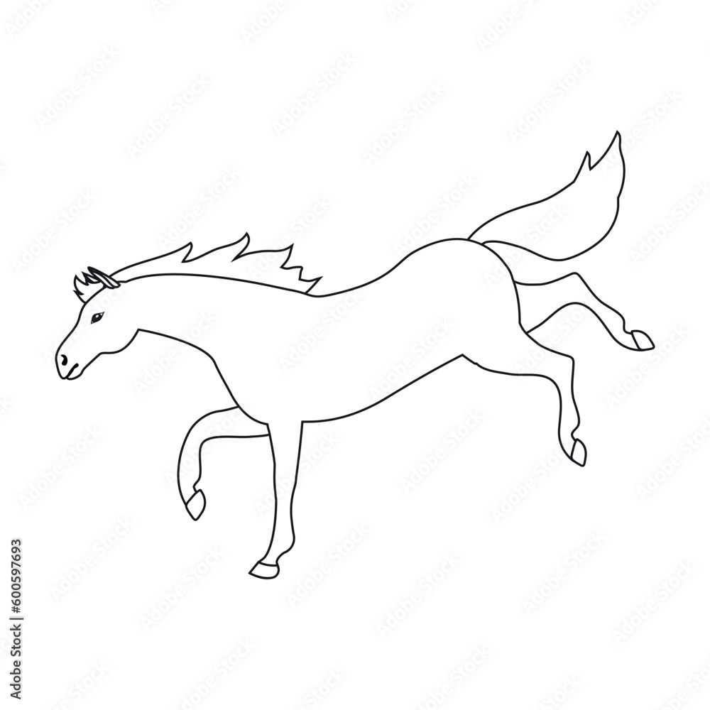 Fototapeta premium Vector hand drawn flat horse isolated on white background