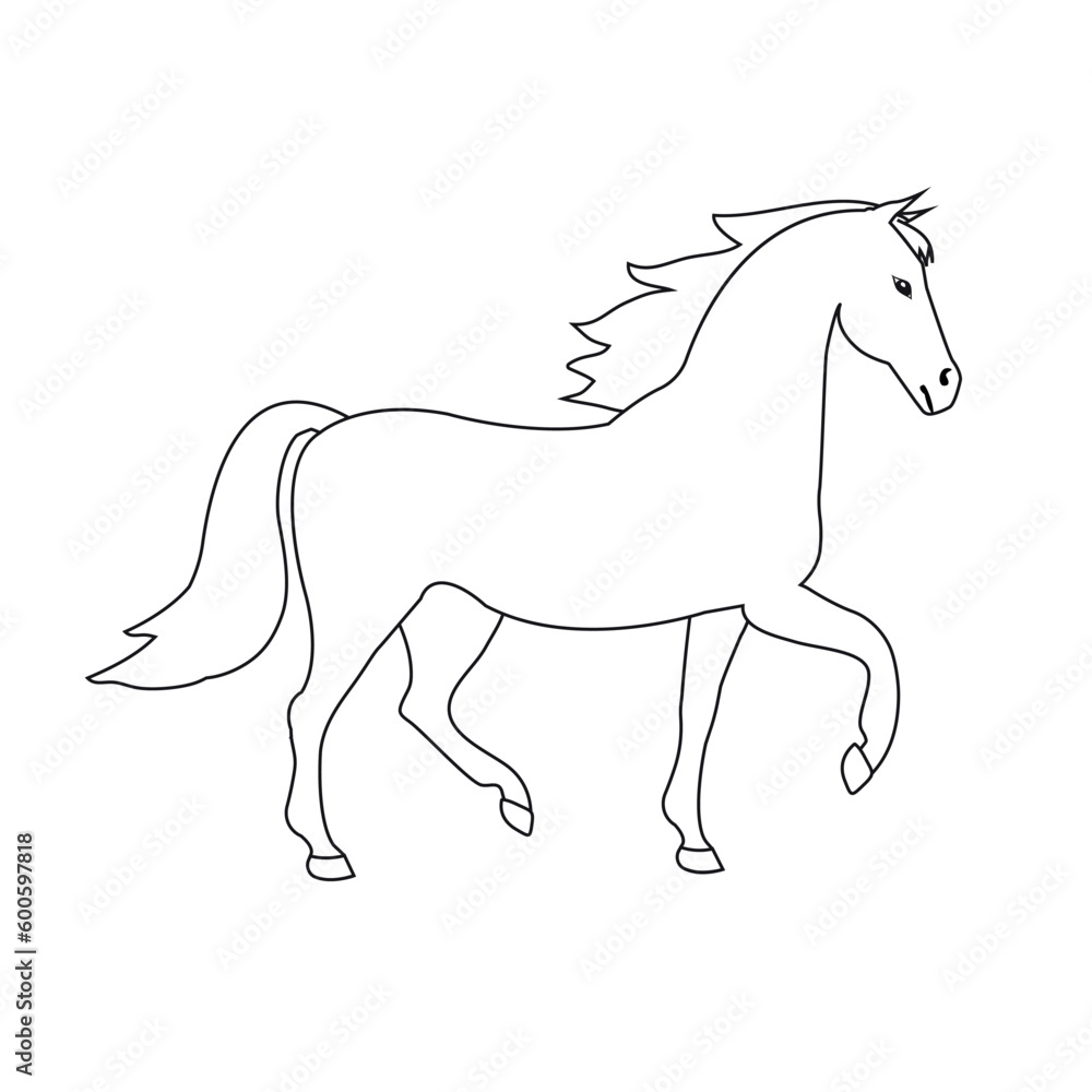 Vector hand drawn flat horse isolated on white background
