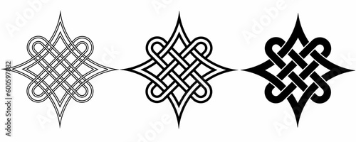 outline silhouette Celtic Quaternary knot icon set isolated on white background photo