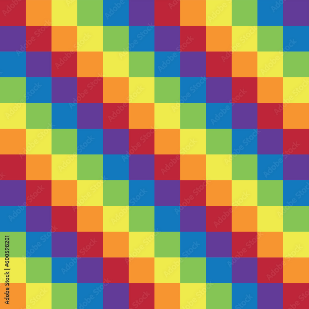 Vector seamless pattern of flat lgbtq chessboard checkered texture