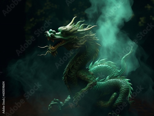 Green Wood Dragon, generative ai digital art, Chinese Zodiac © inspiretta