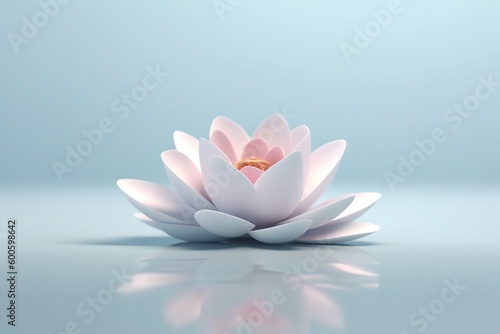 White zen lotus flower on water  meditation  serenity and spirituality concept  illustration generative ai