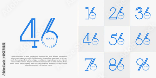 set of anniversary logotype blue color for special celebration event