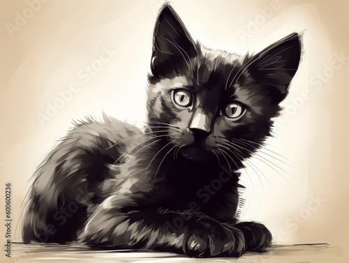 black cat sketch
